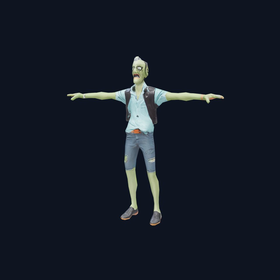 Green Zombie Character Model Pack with Casual Outfit